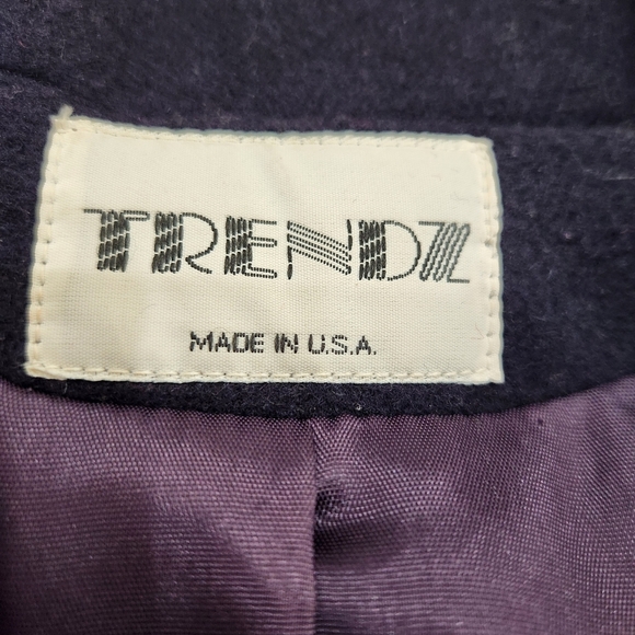 VINTAGE TRENDZ Oversized WOOL COAT Navy,/Brown, Women's 13/14 - Picture 6 of 10